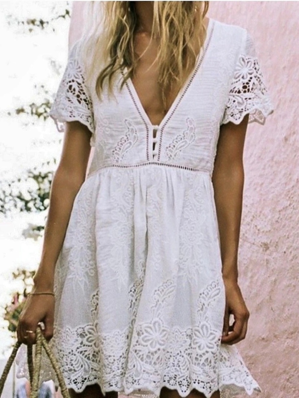 Spell & The Gypsy Magnolia Lace Mini Dress in White Size Large Like New